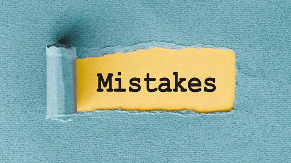 Mistakes Words Written Ripped Torn Paper — Stock Photo, Image