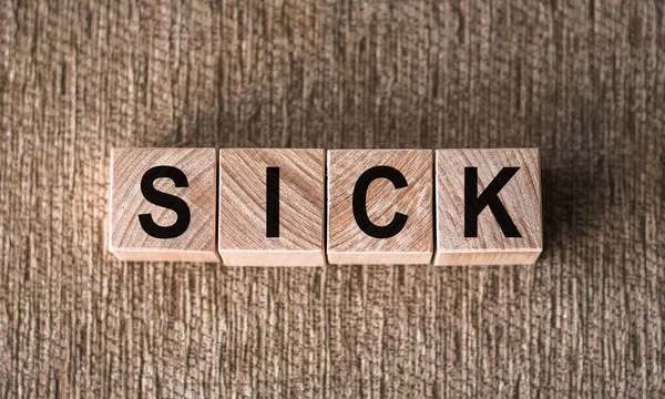 Sick Word Written Wooden Blocks Brown Background — Stock Photo, Image