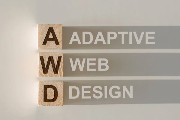 Cubes Bois Avec Mot Awd Adaptive Web Design Avec Une — Photo