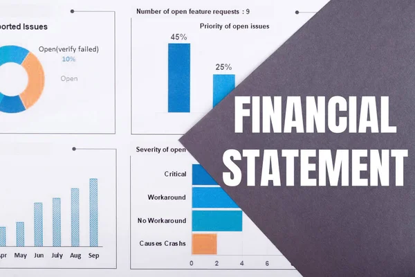 Word Financial Statement Written Gray Background Diagrams Graphs — Stock Photo, Image
