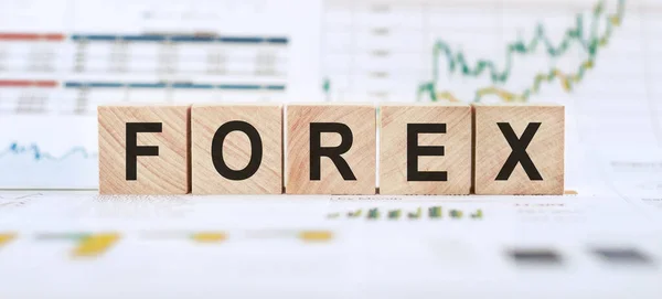 Word Forex Hecho Con Bloques Madera Fondo Gráficos Financieros Gráficos — Foto de Stock