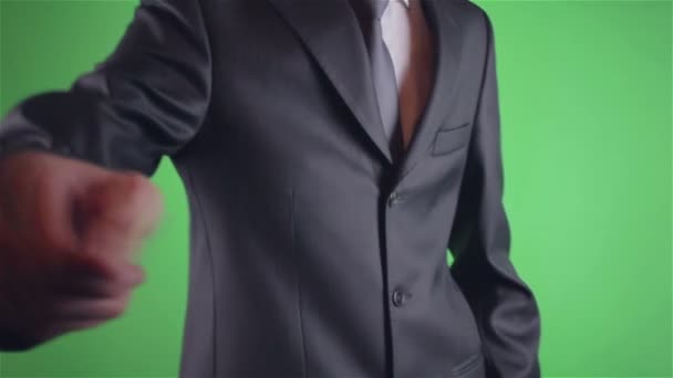 Handsome young man count money on chroma key — Stock Video