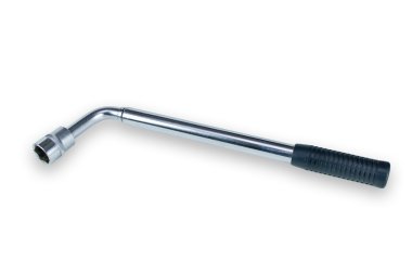 Tekerlek anahtarı üzerinde beyaz izole kafa ile