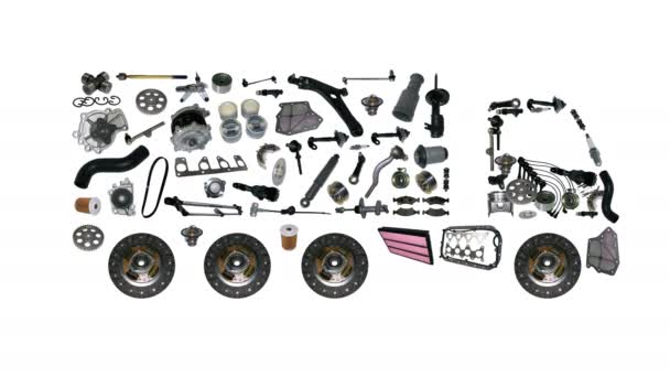 Images truck assembled from new spare parts — Stock Video