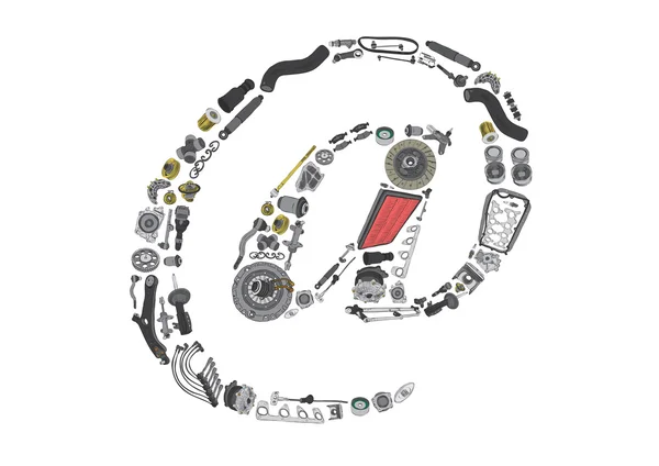 Дог або іконка електронної пошти з автозапчастинами для автомобіля — стоковий вектор