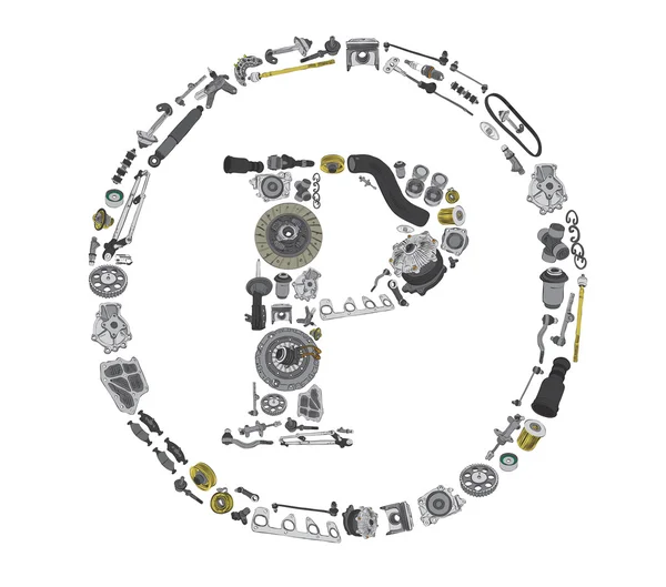 자동차 부품 자동차에 대 한 저작권 icone — 스톡 벡터