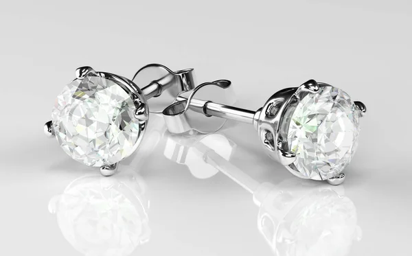 Pendientes con diamante sobre fondo blanco. renderizado 3d Imagen De Stock