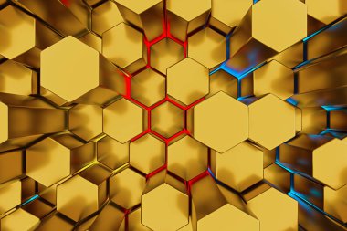 Kaotik Küpler Duvarı Arkaplanı. Yüksek çözünürlüklü duvar kağıdı olan bir panorama. 3d Görüntüleme