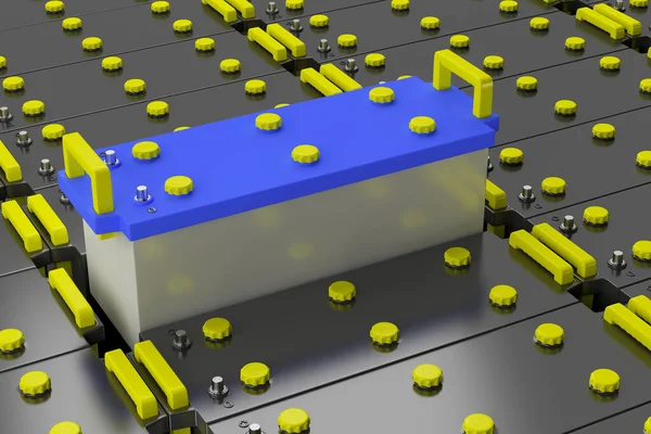 3D renderelés. 24 V-os akkumulátor a teherautóhoz. Haszongépjármű-akkumulátor — Stock Fotó