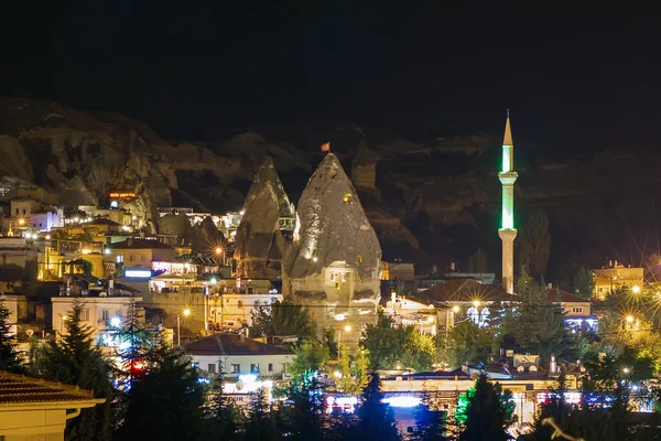 Night turkish town of Goreme — Stock Photo, Image