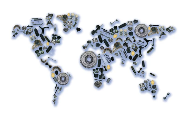 Carte du monde des pièces détachées pour l'après-vente automobile — Photo