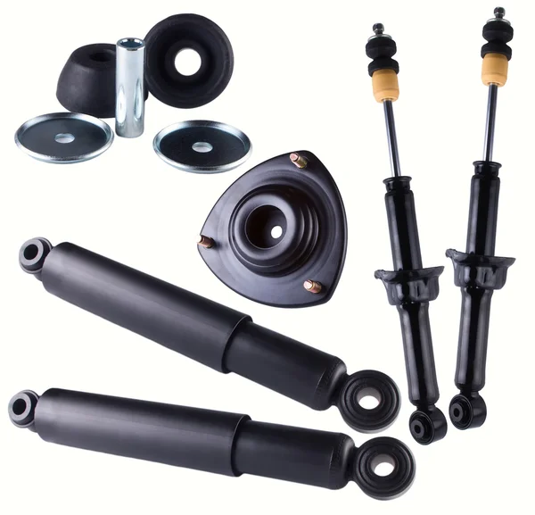 Yeni araba yedek parça beyaz arka plan üzerinde izole. Darbe emici, kauçuk burç, montaj.