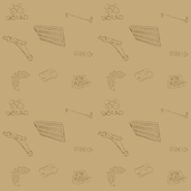 Pattern with spare parts for car clipart