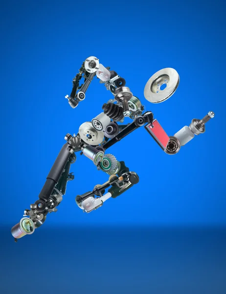 Adam çalıştıran yedek parça monte.