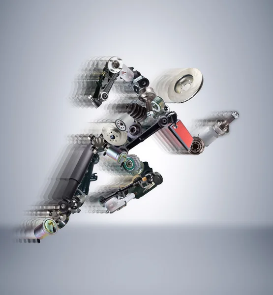 Adam çalıştıran yedek parça monte.