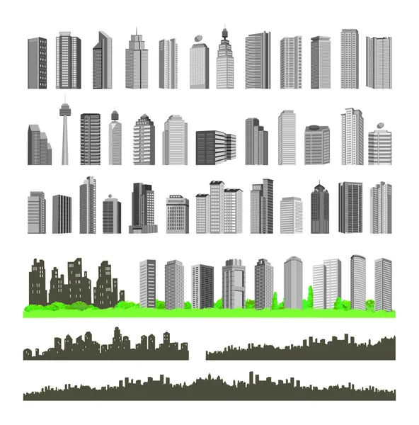 Edifícios vetoriais realistas, arranha-céus —  Vetores de Stock