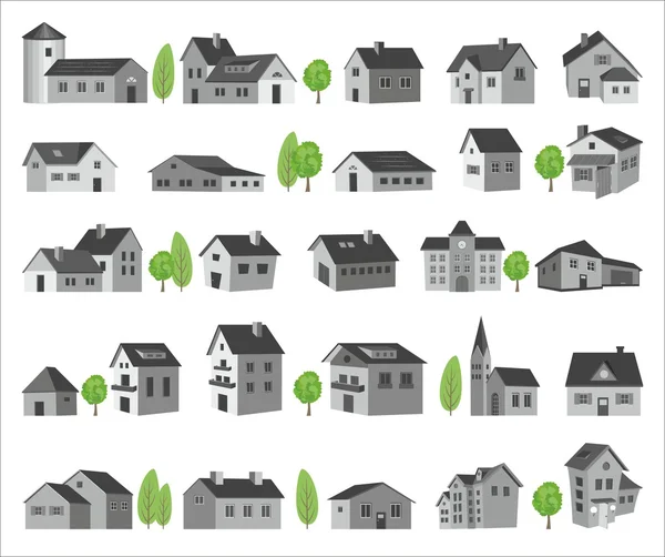 Edificios vectoriales realistas, casas — Vector de stock