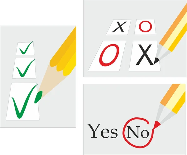 Vektor-Illustrationen von Bleistift, die ein Kästchen ankreuzen — Stockvektor