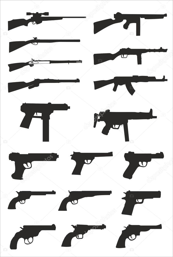 Vector collection of weapon silhouettes