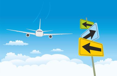 Yön işareti bulutların üzerinde