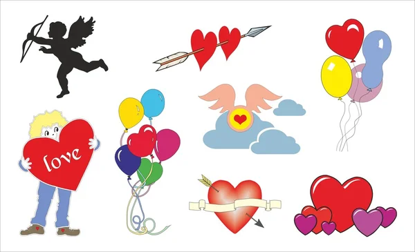 Coeurs et ballons Saint-Valentin - design vectoriel — Image vectorielle