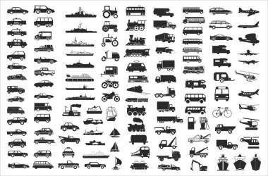 Vector collection of various vehicles clipart