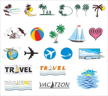 Çeşitli yaz tasarım öğeleri kümesi