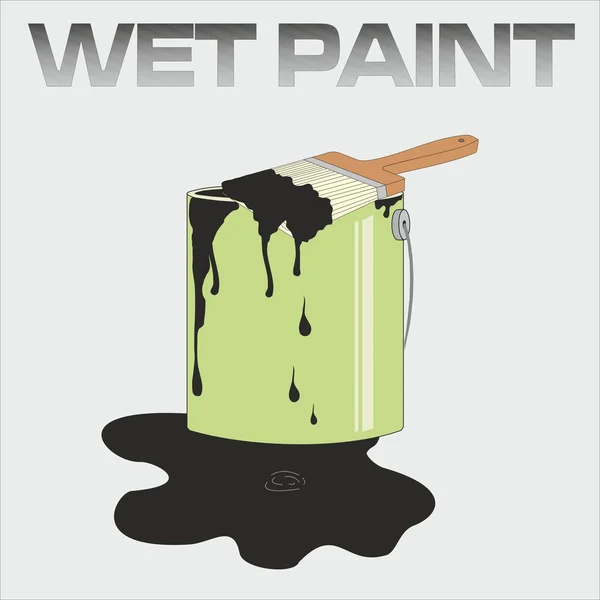 Wet-paint warning sign — Stock Vector
