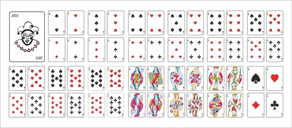Jugar a las cartas, juego de vectores completo — Vector de stock
