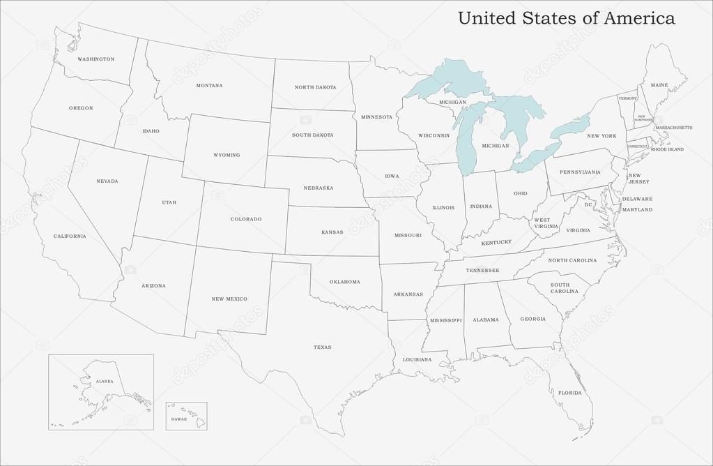 Usa vector map with states names