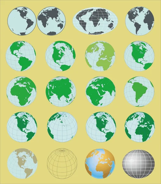 Set of vector globes — Stok Vektör