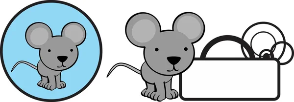Мила дитяча миша мультяшна копія наклейка — стоковий вектор