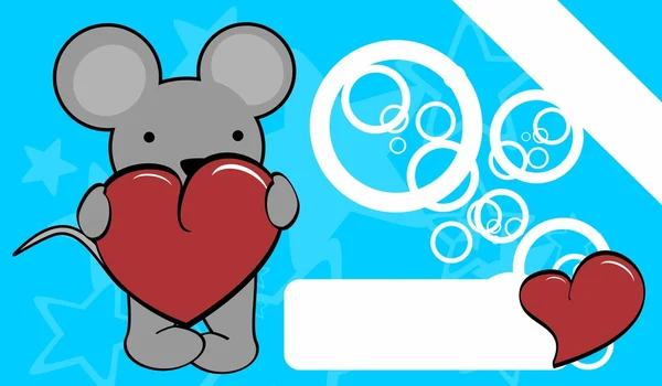 Lindo ratón de dibujos animados valentine amor tarjeta fondo — Archivo Imágenes Vectoriales