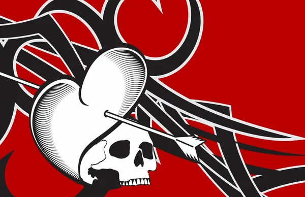 Corazón y calaveras tatuaje background8 — Vector de stock