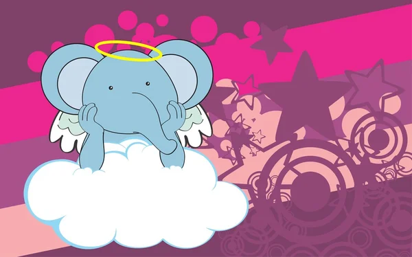 Dulce querubín elefante dibujos animados fondo — Vector de stock