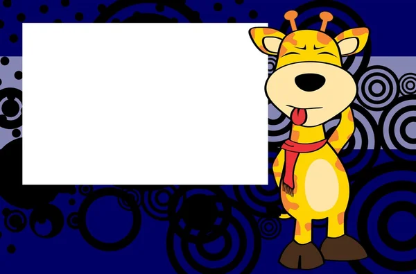 Funny giraffe cartoon expression frame background — Stock Vector