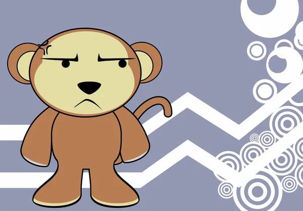 Grumpy monkey cartoon expressions background — Stock Vector