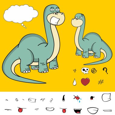 büyük boyun dinozor ifadeler kümesi Vektör formatında 6 karikatür