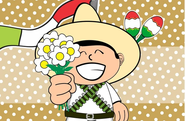 Amor mexicano niño dibujos animados expresión fondo — Archivo Imágenes Vectoriales