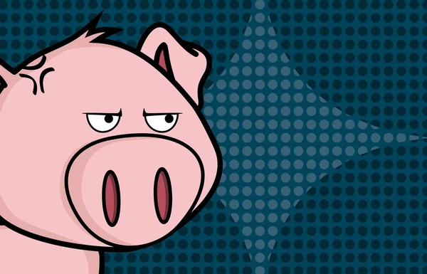 Ennuyeux porc grosse tête fond de dessin animé — Image vectorielle