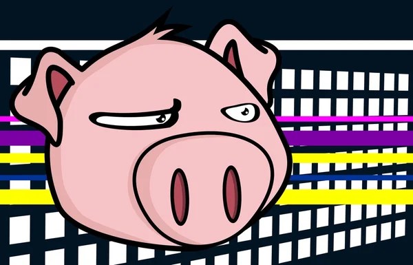 Latar belakang kartun kepala besar babi - Stok Vektor