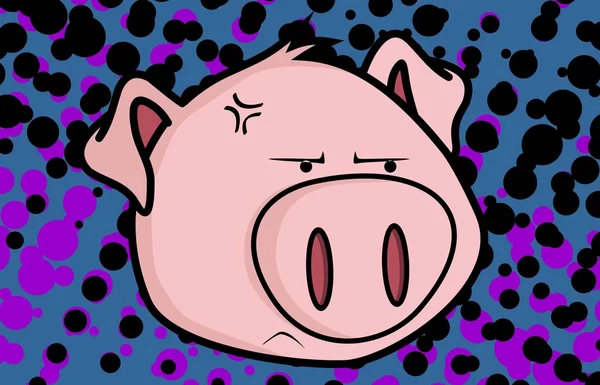 Grumpy pig big head cartoon background — Stock Vector