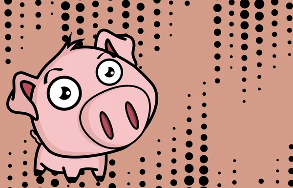 Bonito porco cabeça grande desenho animado fundo —  Vetores de Stock