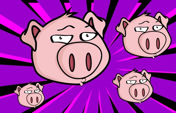 Engraçado porco cabeça grande desenho animado fundo —  Vetores de Stock