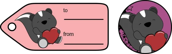 Cute Baby Skunk Kawaii Cartoon Gift Card Sticker Vector Format — Stock Vector