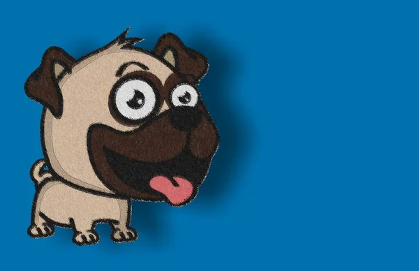 Funny Pug Dog Character Cartoon Expression Background Illustration — Stock Photo, Image