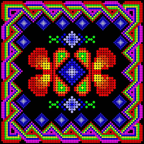 Traditionelle Mexikanische Bunte Huichol Kunst Hintergrund Illustration — Stockfoto