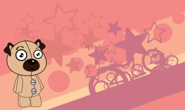 şirin pug dog karakteri çizgi film arkaplan çizimi vektör biçiminde