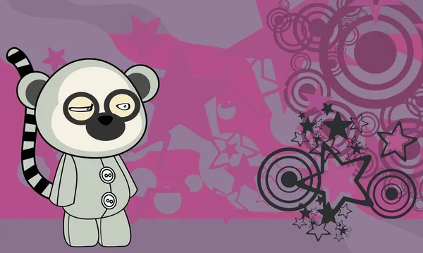 Carino Piccolo Lemure Personaggio Cartone Animato Sfondo Illustrazione Formato Vettoriale — Vettoriale Stock