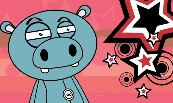 Mignon Petit Hippopotame Personnage Dessin Animé Fond Illustration Format Vectoriel — Image vectorielle